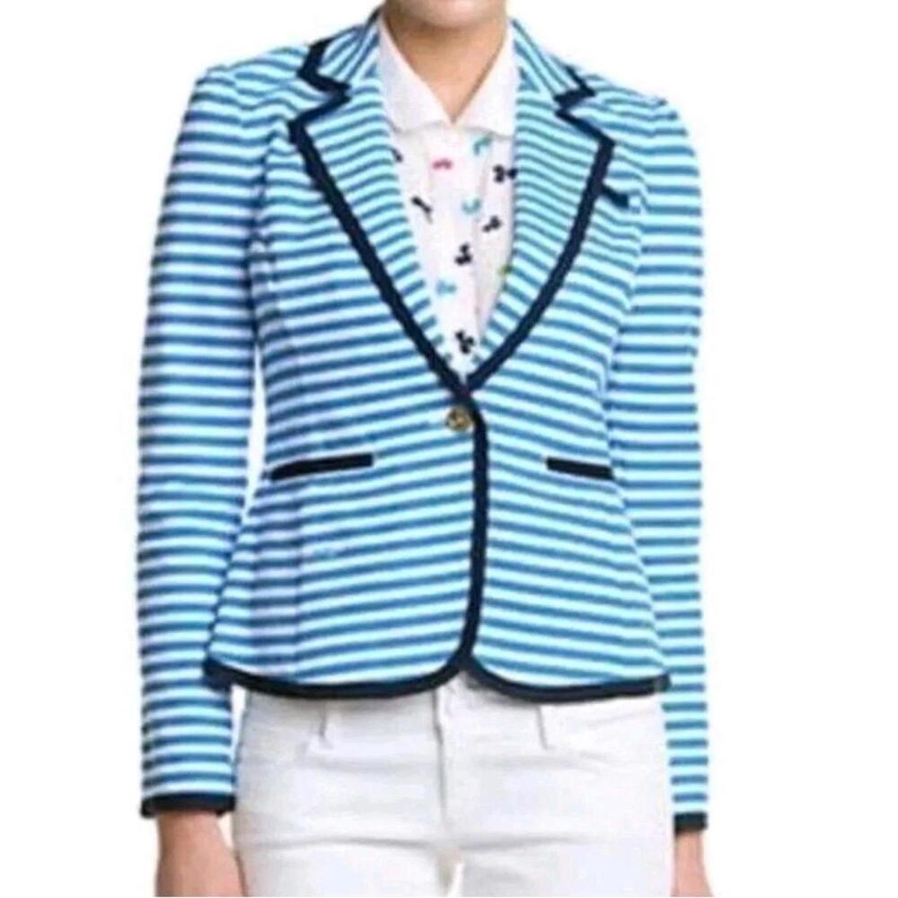 Lilly Pulitzer Malibu Blazer XS Blue and White Preppy Old Money Capsule Wardrobe